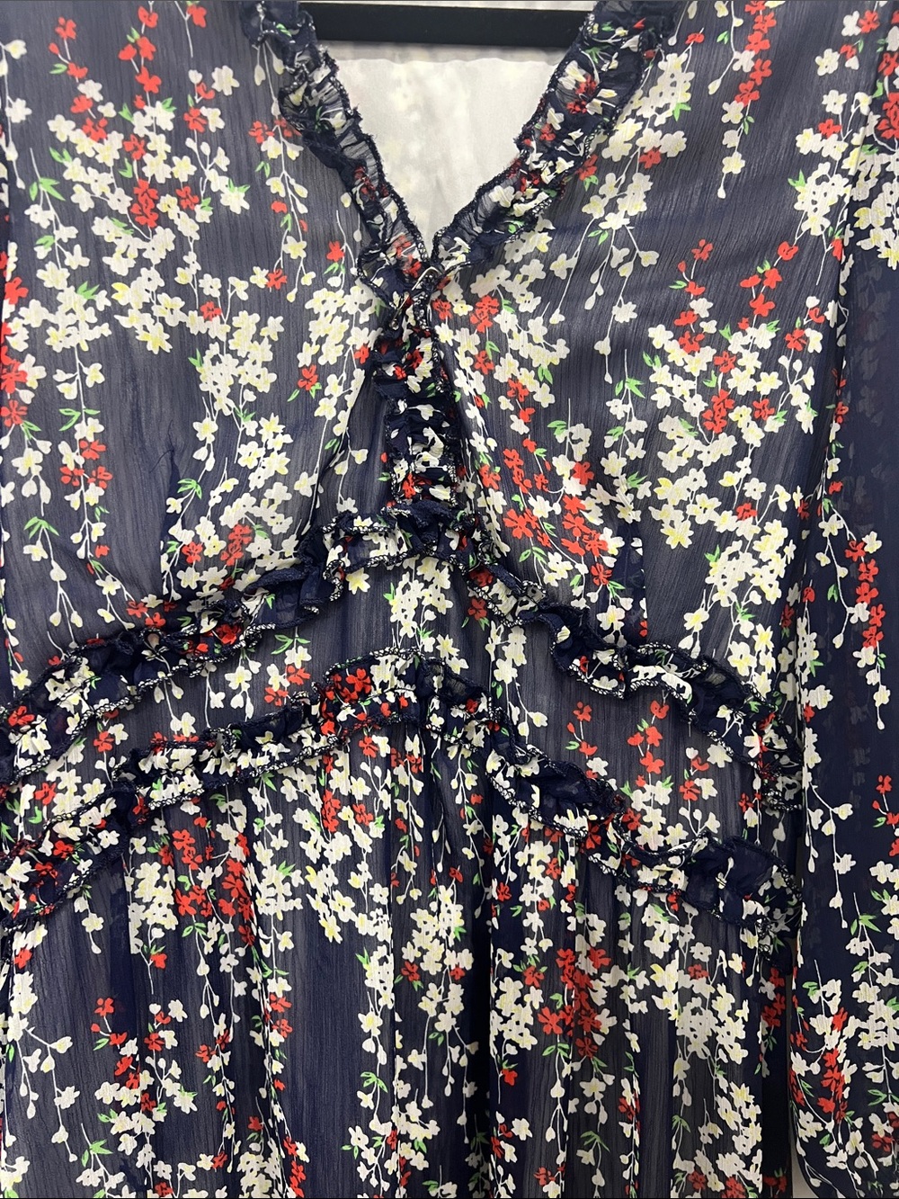 Amazon Essentials Navy Floral Ruffle Midi Dress - Picture 3 of 12